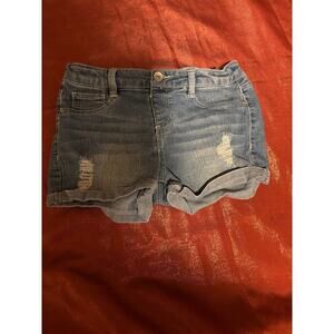 Womens Denim Shorts 10/12 Distressed Rolled Cuff Blue Jean Short Casual Low Rise